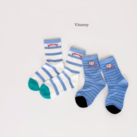 vbunny/79. baseball socks set M(130-150)-XL(180-210)