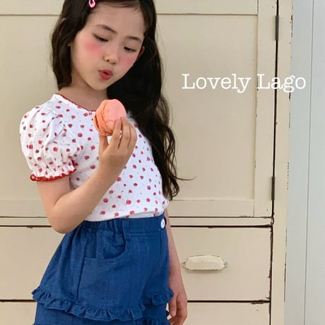 lago/24. flower fril denim pants S-JS