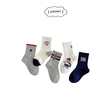 nightbebe/7. bear socks set M(3-5)-XL(9-12)