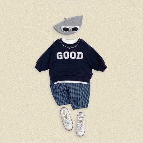 oottbebe/22. denim check pants XS(0-1Y)-XL(4-5Y)