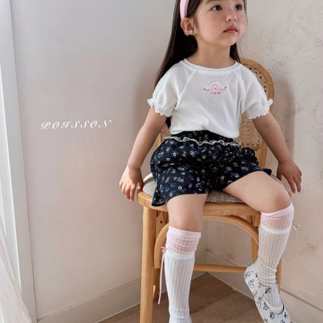 poisson/50. girl embroidery T-shirt JS-JM