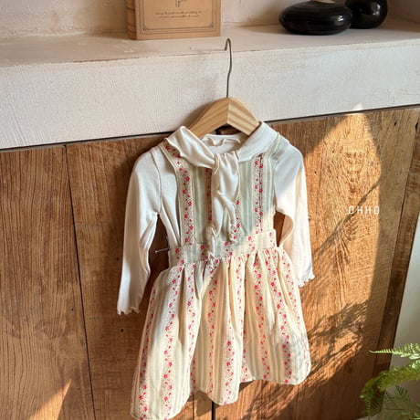ohho/5. roze embroidery overalls skirt S-2XL
