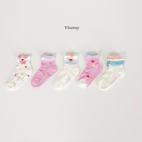 vbunny/83. star fril socks set M(130-150)-XL(180-210)