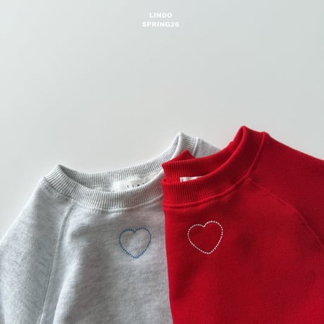 lindo/60. stitch heart man-to-man XS-XL