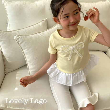 lago/18. lace ribbon T-shirt S-JS