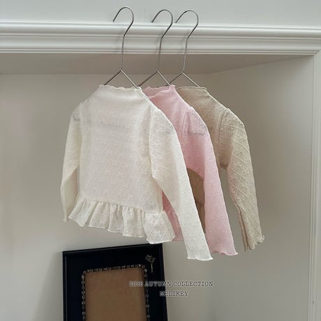 melikey/17. fril ribbon mesh T-shirt XS-XL