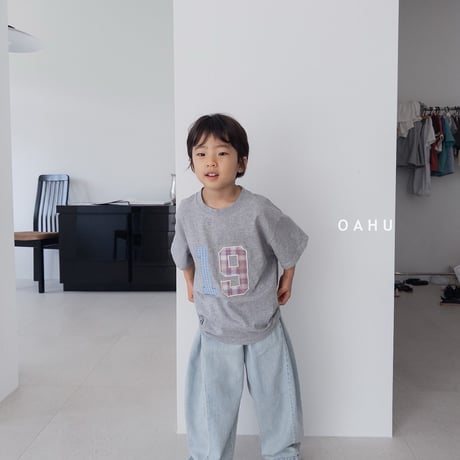 oahu/46. check patch T-shirt S-XL