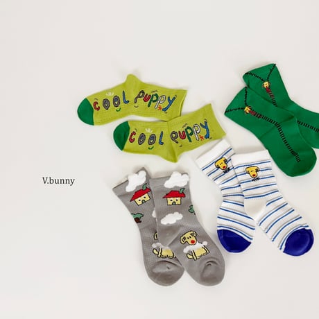 vbunny/78. puffy socks set M(130-150)-XL(180-210)