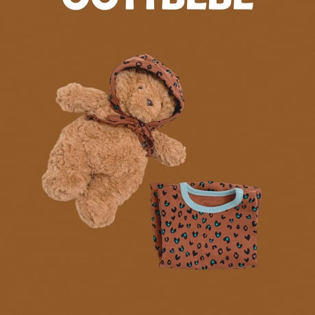 oottbebe/20. heart leopard FullBody suit bonnet set S(0-6M)-M(6-12M)