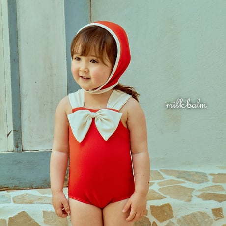 milkbalm/3. ribbon ( without hat) swimsuit S(1-2Y)-L(5-6Y)