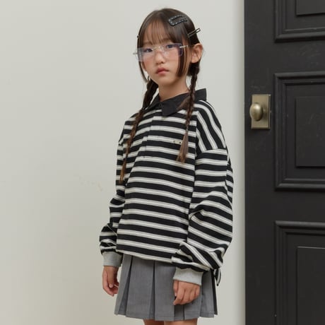 sm2/5. stripe shirts collar T-shirt 9-17