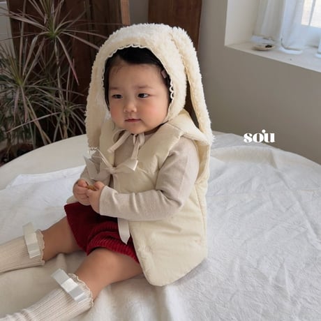 sou/2. heart embroidery padding vest 12M-M