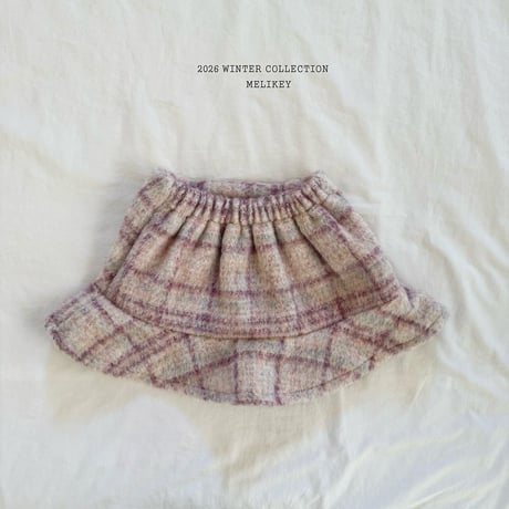 melikey/79. check ribbon fril skirt XS-XL