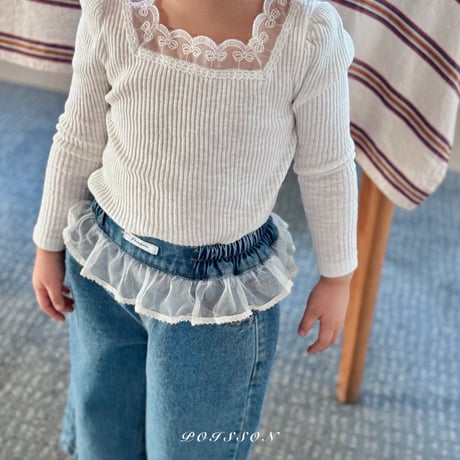 poisson/11. blan lace T-shirt S-XL