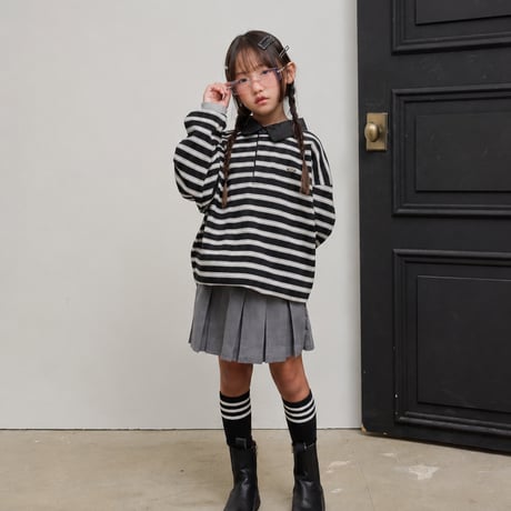 sm2/5. stripe shirts collar T-shirt 9-17
