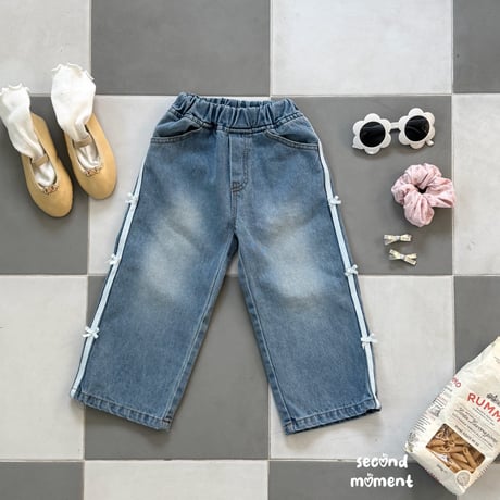 secondmoment/5. kitch ribbon denim pants S-XL