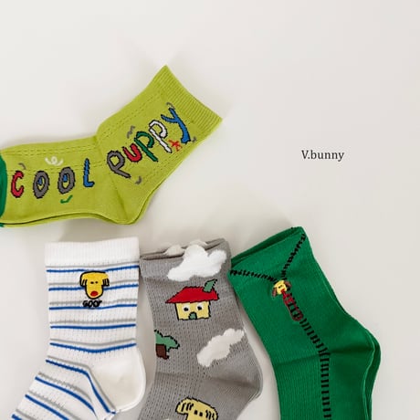 vbunny/78. puffy socks set M(130-150)-XL(180-210)
