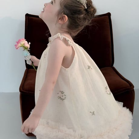 aiai/64. vintage cream fril dress 90-130