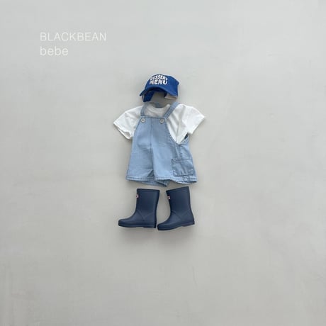 blackbean/28. pocket blue overalls set S-M