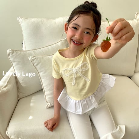 lago/18. lace ribbon T-shirt S-JS