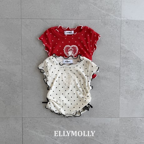ellymolly/90. dot mimi shirring T-shirt 5-11