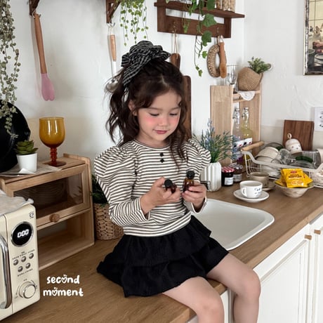 secondmoment/74. puff stripe T-shirt XS-XL