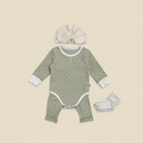 oottbebe/9. (bebe) shushu dot suit S(0-6M)-M(6-12M)