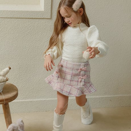 melikey/79. check ribbon fril skirt XS-XL