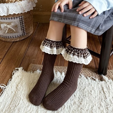 dudie/122. heart brown knee_socks 3_set FREE