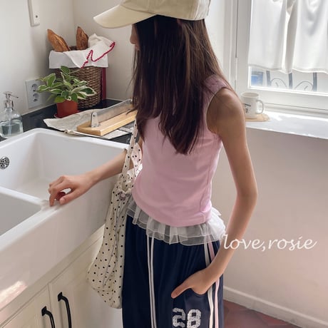 loverosie/148. Hem lace fril sleeveless top 2XL