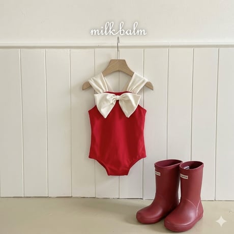 milkbalm/3. ribbon ( without hat) swimsuit S(1-2Y)-L(5-6Y)