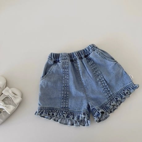 aiai/29. fril pinturk denim short pants S(6M-2Y)-XL(4-5Y)