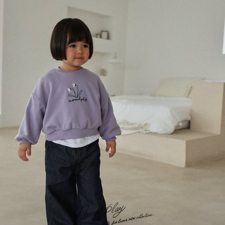 normalplay/5. flower embroidery crop man-to-man 12M-L