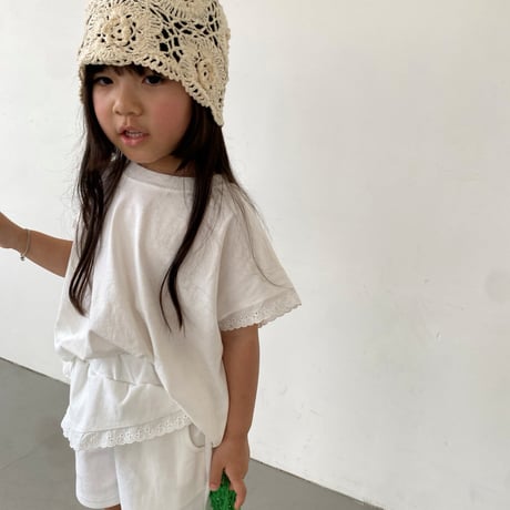 mikki/86. lace half t T-shirt S-XL