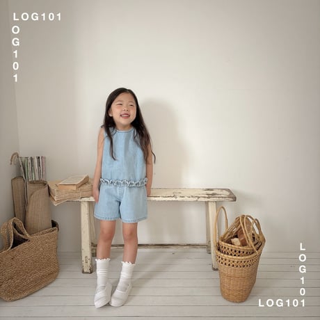 log101/60. denim fril blouse JS-JM