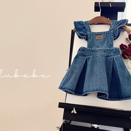 valubebe/81. fril denim one-piece 6M-S
