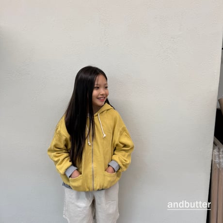 andbutter/64. Tone-on-Tone Pocket Zip-Up Hoodie JS-JM