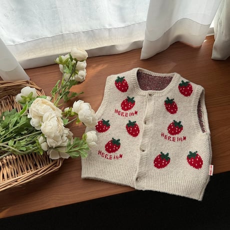 hereiam/16. strawberry knit vest 18M-S