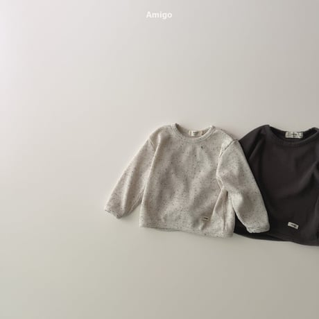 amigo/47. waffle embroidery T-shirt XS-XL
