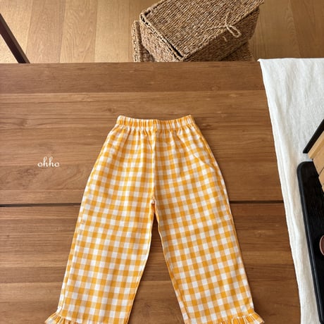 ohho/17. gingham fril pants S-2XL