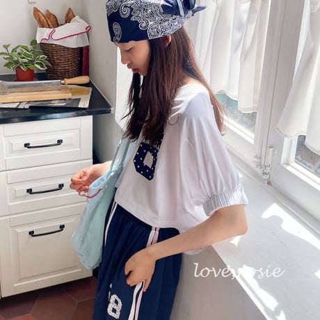 loverosie/154. mesh puff crop tee  2XL