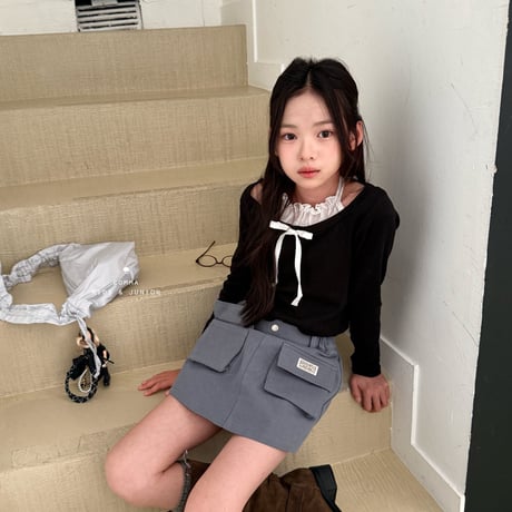 comma/74. shirring ribbon T-shirt 140-150