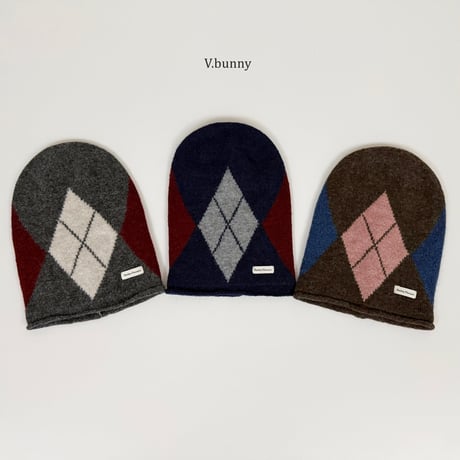 vbunny/45. check beanie FREE(54CM-58CM)