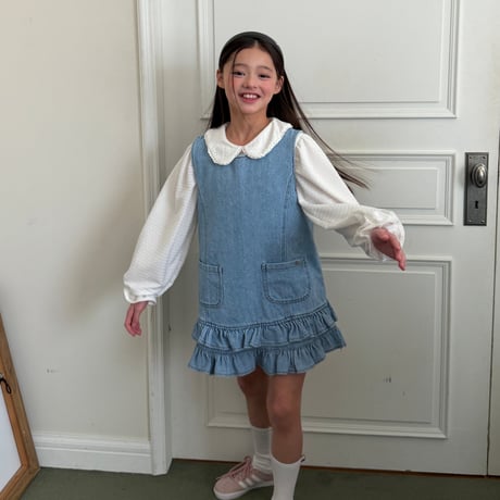 ellymolly/151. denim little pocket one-piece 5-11