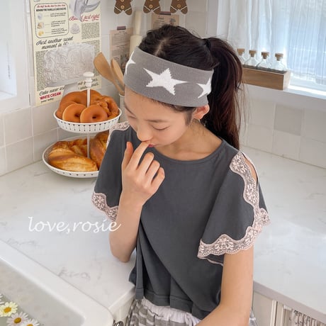 loverosie/120. shoulder open lace tee  2XL