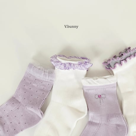 vbunny/76. raven fril socks set M(130-150)-XL(180-210)