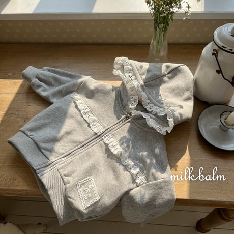 milkbalm/12. lace hood zipup XS-XL