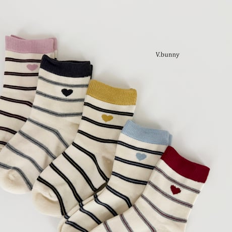 vbunny/54. heart socks set M(130-150)-XL(180-210)