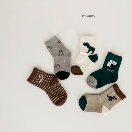 vbunny/50. dino socks set M(130-150)-XL(180-210)