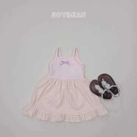 soybean/40. plan ) fril ribbon sleeveless one-piece XS-XL